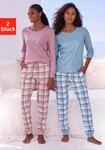 Pyjama VIVANCE DREAMS, Damen, Gr. 44/46, blau (mauve und graublau kariert),...