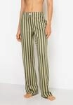 Pyjamahose LSCN BY LASCANA, Damen, Gr. 40/42, N-Gr, dunkelgr&uuml;n, gold,...