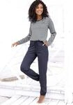 Pyjama, Damen, Gr. 44/46, blau (dunkelblau), Single Jersey, Obermaterial: 100%
