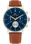 Multifunktionsuhr TOMMY HILFIGER "TYSON", cognacfarben, blau, Armbanduhren,...