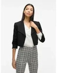 Kurzblazer VILA "VIHER BIN CROPPED BLAZER - NOOS", Damen, Gr. 40, schwarz, Web,