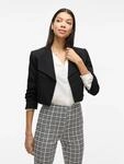 Kurzblazer VILA "VIHER BIN CROPPED BLAZER - NOOS", Damen, Gr. 40, schwarz, Web,