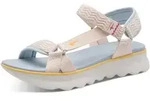 Trekkingsandale TAMARIS, Damen, Gr. 37, creme, kombiniert, Textil, unifarben mit