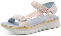 Trekkingsandale TAMARIS, Damen, Gr. 37, creme, kombiniert, Textil, unifarben mit