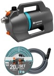 GARDENA Gartenpumpe "5200 Silent Set" 20m 13mm(1/2")-Schlauch mit Armaturen und 3,5m