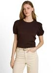 T-Shirt TOM TAILOR DENIM, Damen, Gr. XL, cool schwarz braun, Single Jersey,