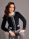 Strickjacke CREATION L PREMIUM, Damen, Gr. 36, schwarz-wei&szlig; (schwarz), 70%...