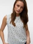 R&uuml;schentop VERO MODA "VMTRINE SL TOP WVN NOOS", Damen, Gr. M, snow wei&szlig;