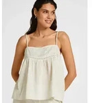 Pyjama HUNKEM&Ouml;LLER "Pyjama Cami", Damen, Gr. XS, beige (gr&uuml;n), 100% Baumwolle,