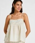 Pyjama HUNKEM&Ouml;LLER "Pyjama Cami", Damen, Gr. XS, beige (gr&uuml;n), 100% Baumwolle,