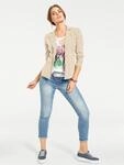 Jerseyblazer HEINE "Jersey-Blazer", Damen, Gr. 34, beige (sand), 100% Baumwolle,
