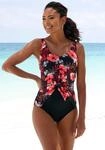 Badeanzug LASCANA "Loria", Damen, Gr. 40, Cup G, blau (oliv, orange),