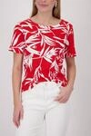 T-Shirt MONARI "Shirt Bl&auml;tter allover", Damen, Gr. 34, rot gem, Web,...