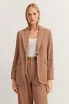 Kurzblazer BUGATTI, Damen, Gr. 34, braun (50, beige), 70% Polyester, 25% Viskose, 5%