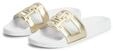 Pantolette TOMMY HILFIGER "TH MONOGRAM POOL SLIDE", Damen, Gr. 36, gold...