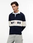Langarm-Poloshirt TOMMY JEANS "RELAX PANEL RUGBY", Herren, Gr. XXL, schwarz...