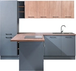 K&uuml;chenzeile BASIC BY BALCULINA "Girona B/H/T 265x211x200 cm", k&uuml;che: grau,...