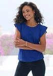 T-Shirt LASCANA "mit modischer Struktur", Damen, Gr. 44/46, blau (saphirblau),