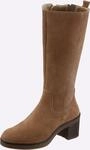 Stiefel HEINE, Damen, Gr. 36, sand, Leder, Rindsleder, Veloursleder, Schuhe Stiefel