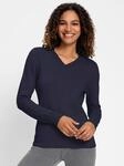 V-Ausschnitt-Pullover CASUAL LOOKS "Pullover", Damen, Gr. 38, blau (marine), 100%