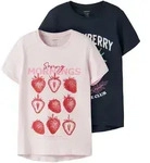 Kurzarmshirt NAME IT "NKFVIX 2P SS TOP", M&auml;dchen, Gr. 146/152, cradle pink...