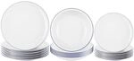 Geschirr-Set SELTMANN WEIDEN "Teller-Set Compact Blaurand 18er Set wei&szlig;-blau", bunt