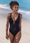 Badeanzug LASCANA "Fay", Damen, Gr. 40, Cup A/B, schwarz, Obermaterial: 94%...