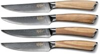 K&auml;fer Steakbesteck Olivenholzgriff, 67-lagiger Damaszenerstahl, Klingenl&auml;nge 12 cm