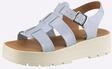 Sandalette HEINE, Damen, Gr. 37, bleu, Glattleder, Leder, Rindsleder, Schuhe