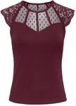 Spitzenshirt ONLY "ONLEMILIE S/L DETAIL TOP CS JRS", Damen, Gr. XS, port royale,