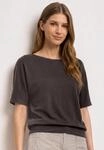 T-Shirt STREET ONE, Damen, Gr. 34, schwarz coffee, Web, 50% Baumwolle, 50% Modal,