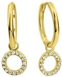 Paar Creolen "Gold 585 mit 32 echten Wei&szlig;topasen 14mm Durchmesser", gelb (gelb,