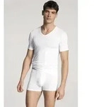 Kurzarmshirt CALIDA "Focus", Herren, Gr. XL (56), wei&szlig;, Single Jersey, Obermaterial:
