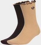 Sportsocken ADIDAS ORIGINALS "RUFFLE CR S 2P", Damen, Gr. M (40/42), braun...