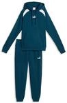 Trainingsanzug PUMA "HOODED SWEAT SUIT FL CL", Damen, Gr. S, midnight petrol, Fleece,