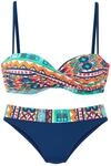 B&uuml;gel-Bandeau-Bikini BUFFALO, Damen, Gr. 36, Cup B, bunt (blau bedruckt),