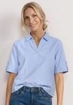 Kurzarmbluse STREET ONE, Damen, Gr. 34, original blau, Web, 100% Baumwolle,
