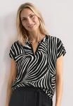 Kurzarmbluse STREET ONE, Damen, Gr. 34, schwarz, Stoff, 100% Viskose, gemustert,