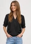 Kurzarmbluse STREET ONE, Damen, Gr. 34, schwarz, Stoff, 100% Viskose, unifarben,