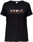 Kurzarmshirt ONLY CARMAKOMA "CARBOOSTERY LIFE SS REG TEE JRS BS", Damen, Gr. S,