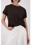 T-Shirt MONARI "Shirt Basic Schmuckdetail", Damen, Gr. 36, braun, Web,...