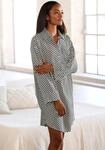 Pyjamaoberteil LASCANA, Damen, Gr. 40, schwarz-wei&szlig; (schwarz, wei&szlig;, gemustert),