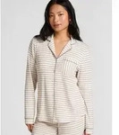 Pyjama HUNKEM&Ouml;LLER "Essential Jersey Long-Sleeved Jacket", Damen, Gr. XS, wei&szlig;, 92%