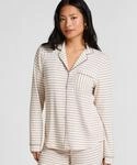 Pyjama HUNKEM&Ouml;LLER "Essential Jersey Long-Sleeved Jacket", Damen, Gr. XS, wei&szlig;, 92%