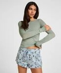 Pyjama HUNKEM&Ouml;LLER "Jersey Shorts", Damen, Gr. S, gr&uuml;n (blau), 100% Viskose,
