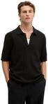Poloshirt MARC O'POLO "mit vertikaler Strickstruktur", Herren, Gr. L, schwarz,