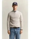 Strickpullover GANT "COTTON CABLE C-NECK", Herren, Gr. S, beige (clay beige),