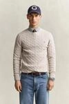 Strickpullover GANT "COTTON CABLE C-NECK", Herren, Gr. S, beige (clay beige),