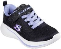 Sneaker SKECHERS "WAVE 92", M&auml;dchen, Gr. 27, schwarz (schwarz, lila), Lederimitat,