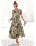 Maxikleid LASCANA "mit Animalprint und kurzer Knopfleiste", Damen, Gr. 52, N-Gr,